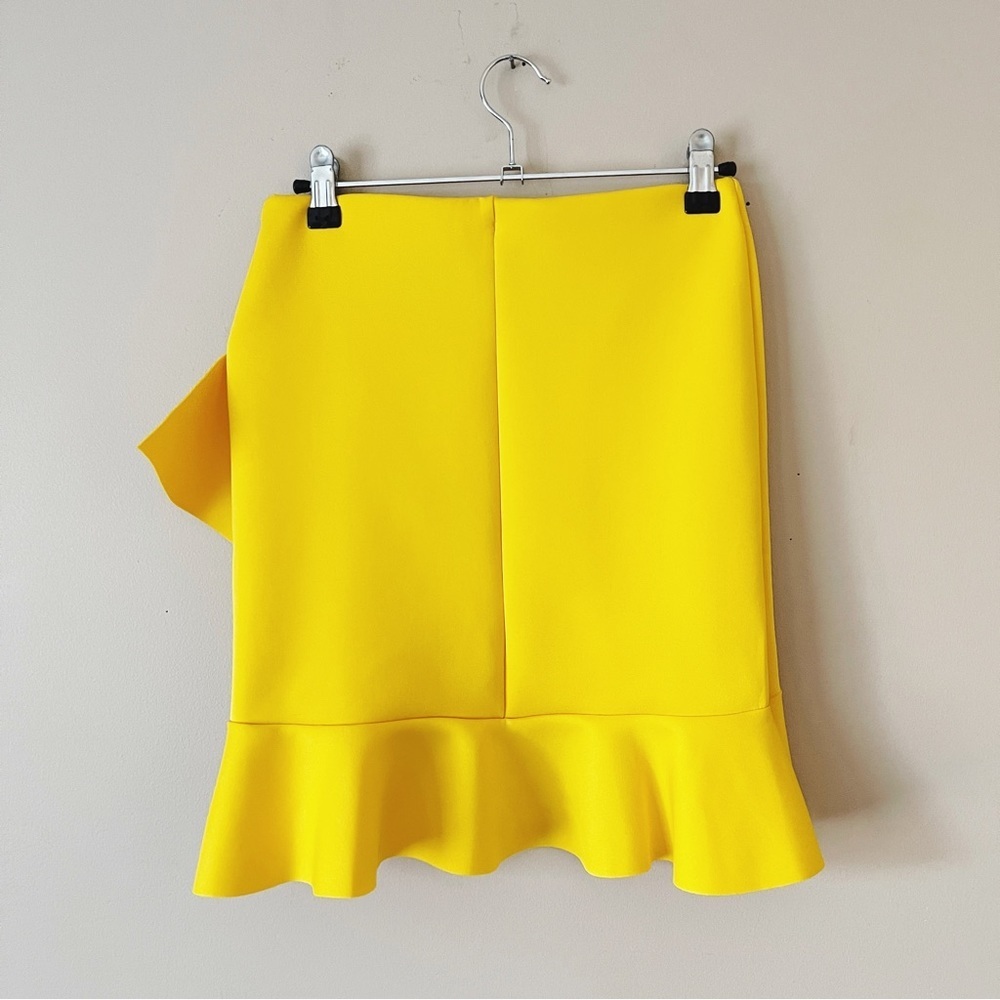 ASOS | Yellow Scuba Tiered Ruffle Mini Skirt Sz 4 - Picture 3 of 6